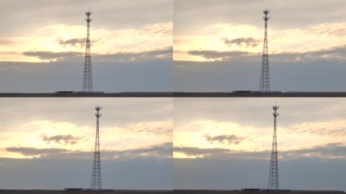 夕阳下的信号塔