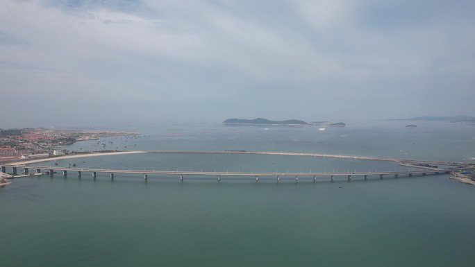 海上唯美大桥交通长岛南北岛航拍 (11)