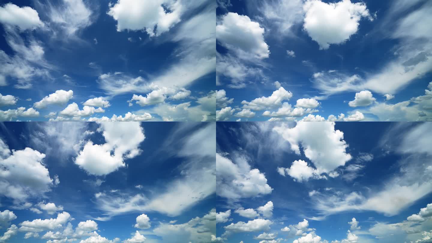 云在蓝天上移动，时间流逝