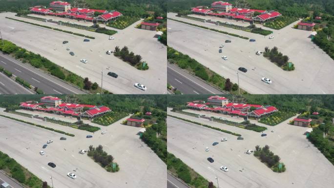 航拍 石家庄 满天花溪谷 风景 山 车队