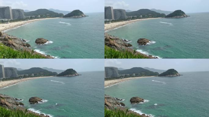 海边景色；大海海浪海岸；游艇降落伞；钓鱼