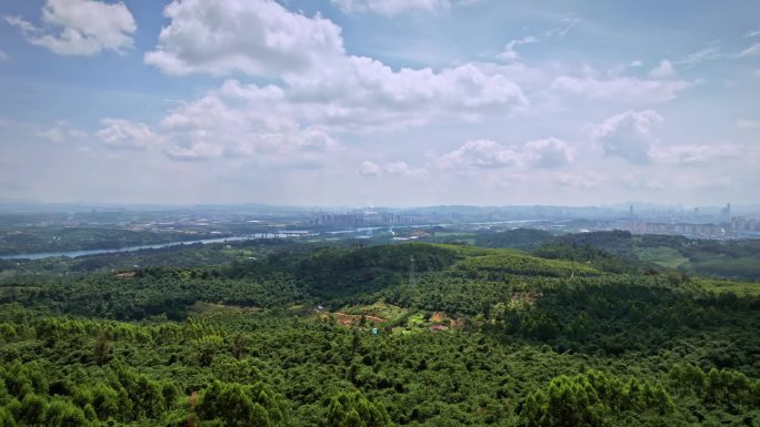 航拍广西柳州城市风光螺蛳粉小镇