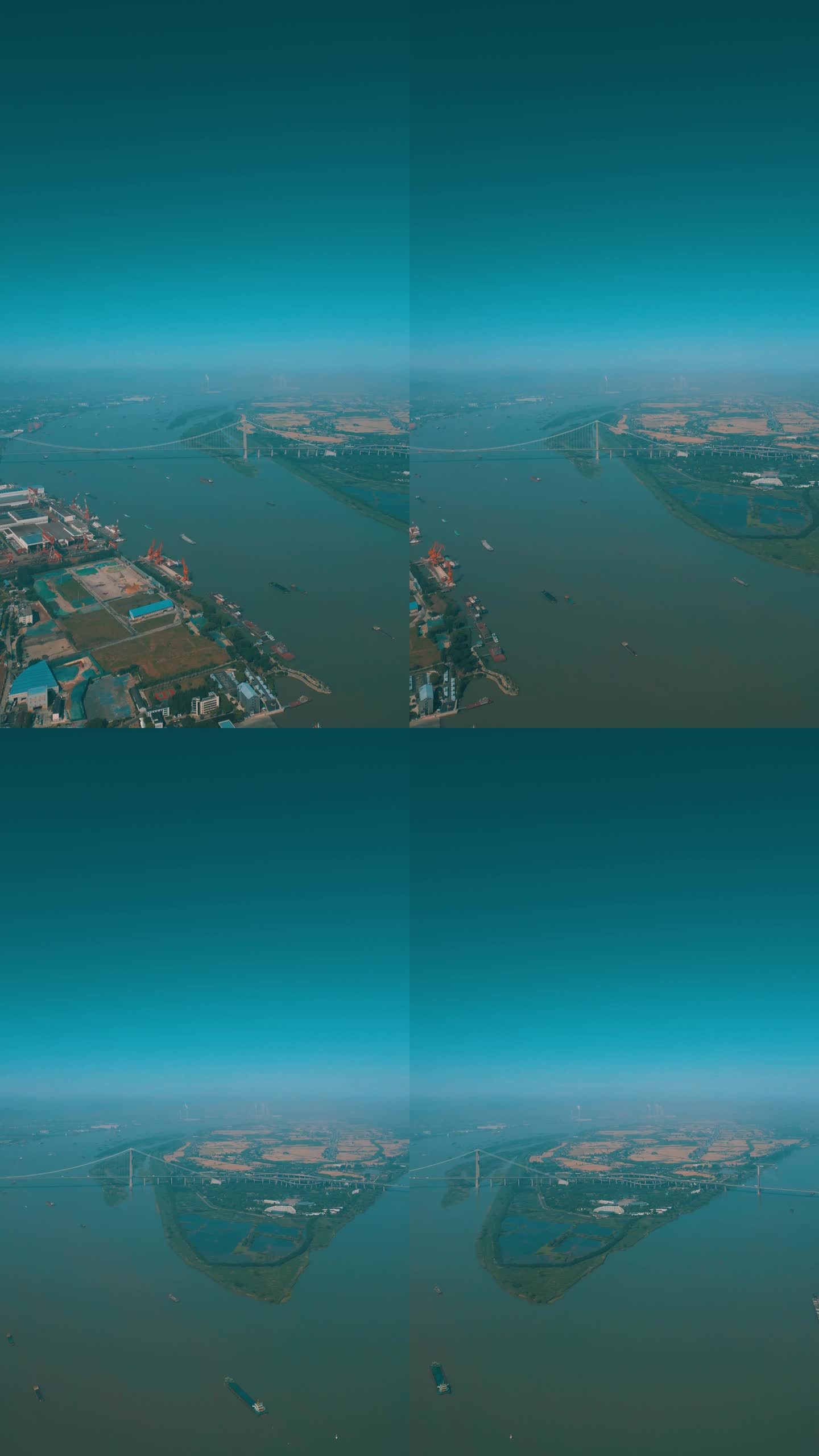 航拍4K高空飞机视角看长江镇扬汽渡