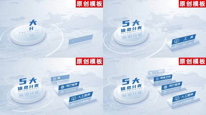 5-干净白色科技立体分类ae模板包装五