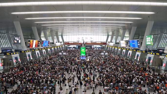 杭州东站亚运会高铁站人流人群