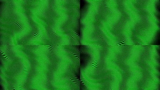 4k抽象绿色霓虹波浪线背景