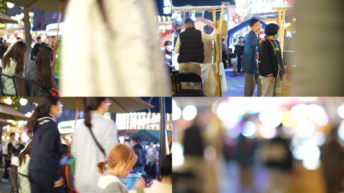 浙江省杭州市拱墅区武林夜市夜晚夜景逛街购