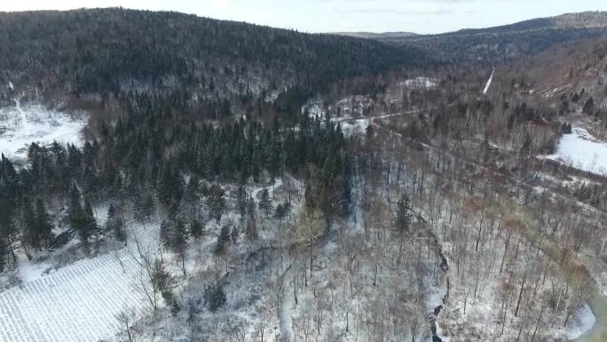 J哈尔滨伊春汤旺河雪景4K航拍视频4