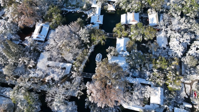 济南趵突泉雪景航拍