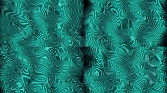 4k抽象蓝青色霓虹波浪线背景