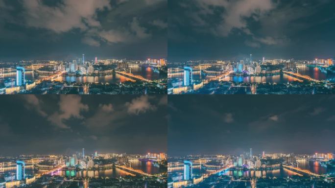 闪电天气柳州市中心半岛夜景延时摄影