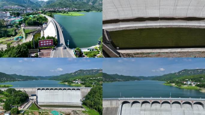 航拍济南南部山区锦绣川水库