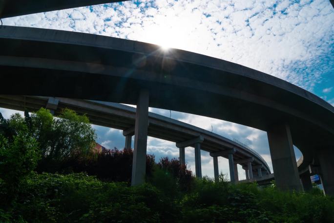 德州高速高架桥移动延时地标城市公路