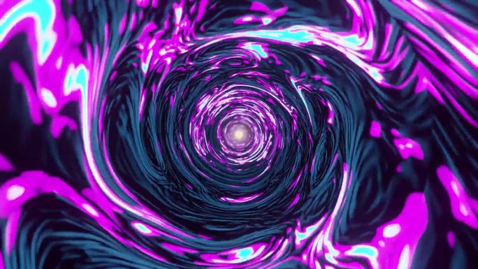 螺旋深渊:穿越由黑色，粉红色和蓝色绳索状浮雕形成的隧道，增强了AI, VR, Metaverse，区