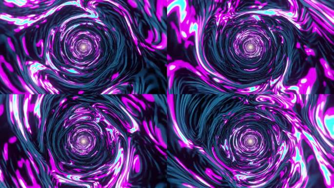 螺旋深渊:穿越由黑色，粉红色和蓝色绳索状浮雕形成的隧道，增强了AI, VR, Metaverse，区