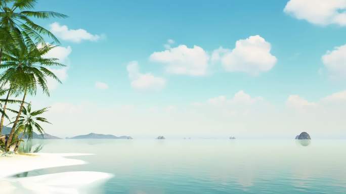 超宽海岛海滩沙滩海边蓝天白云风光2