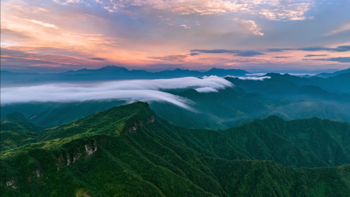 唯美大气自然风景蜀山风光群山绵延航拍延时