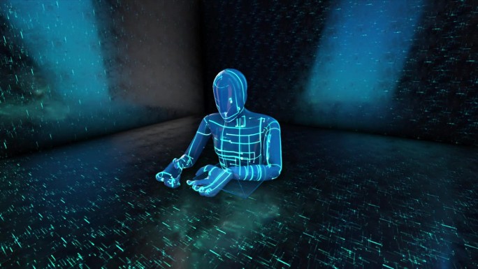 玩虚拟现实游戏。未来数字技术和3D虚拟现实模拟现代未来生活方式