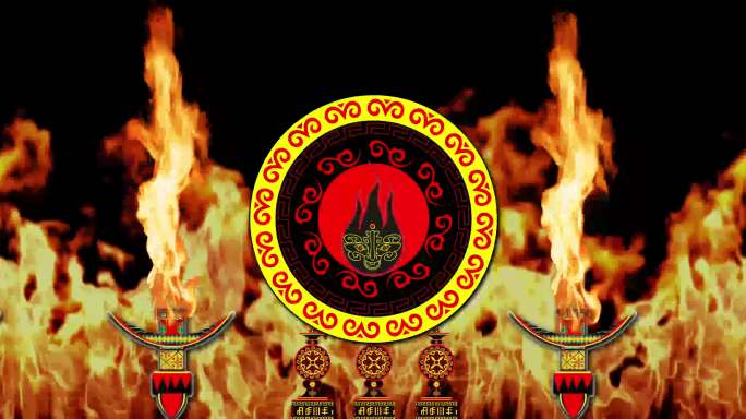 彝族图腾火把节 火