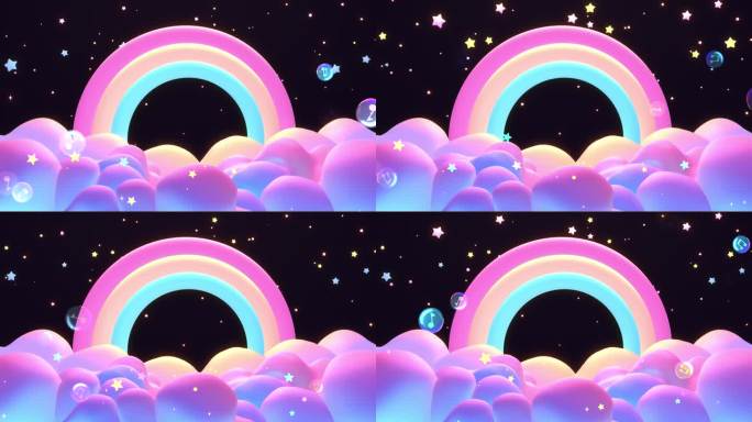 彩虹和泡泡音符