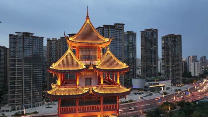 成都塔子山公园夜景航拍