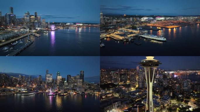 美国西雅图夜景航拍合集