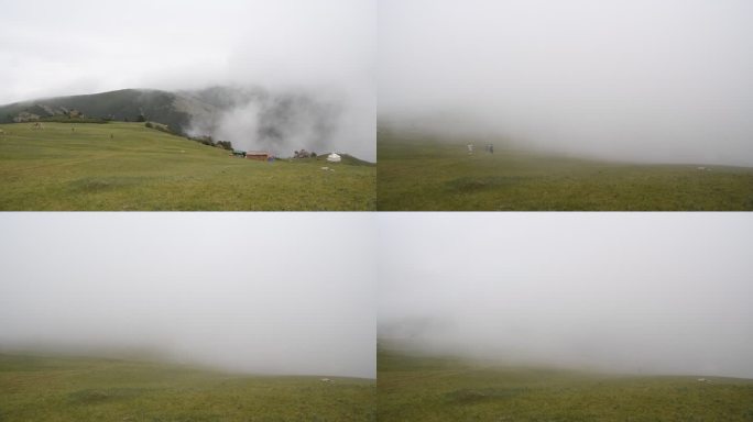 深山顶上的人家在云雾中来客