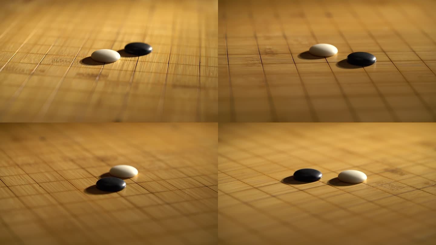 围棋黑棋子白棋子对峙旋转时光流转