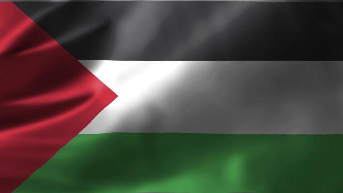 加沙地带的旗帜在风中飘扬。加沙地带国旗挥舞着4K。高品质的4k画面。