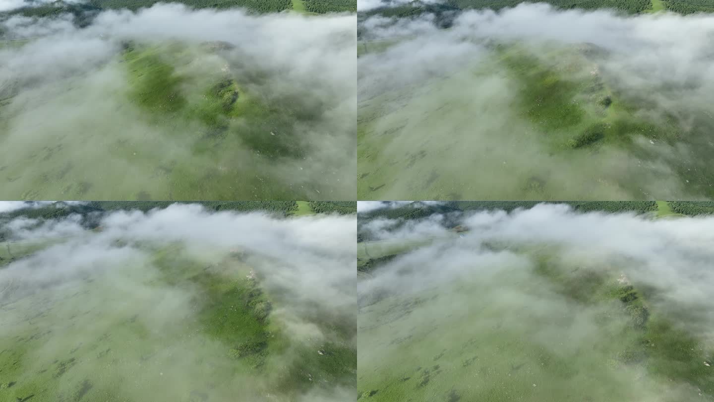 航拍青山云雾缭绕