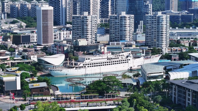 4K深圳南山区蛇口海上世界航拍