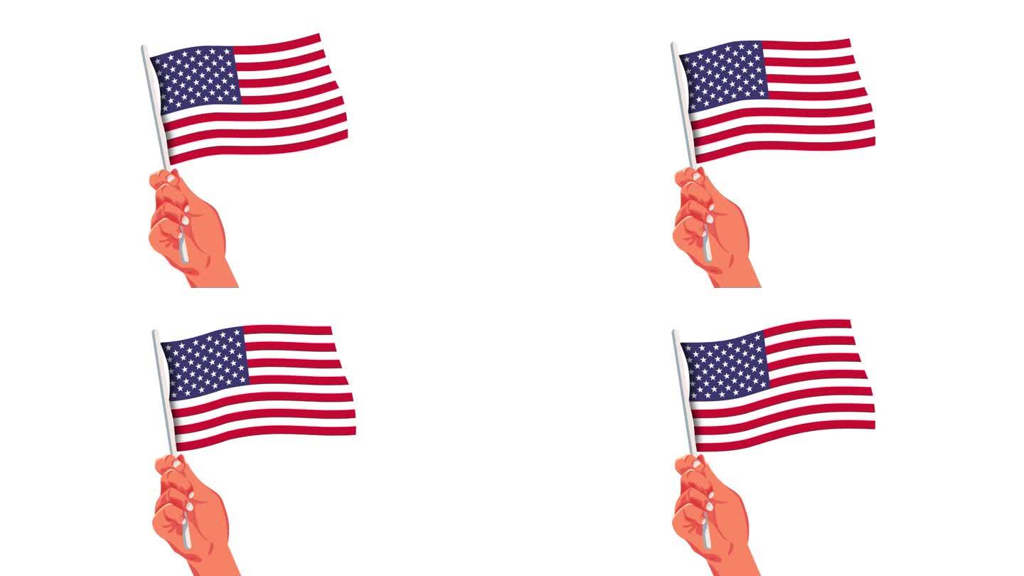 手握美国国旗-美国独立日4k