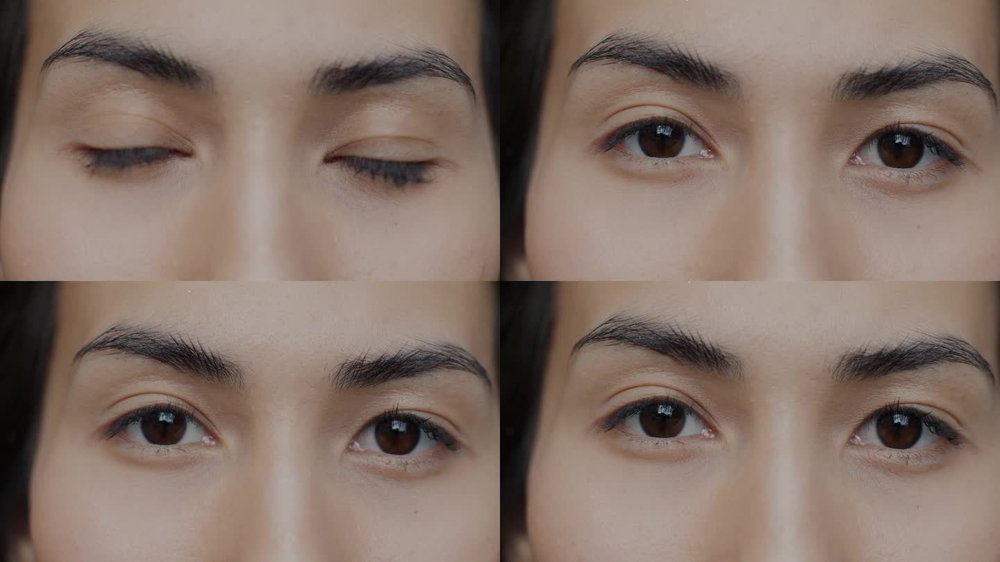 美丽的亚洲女人的眼睛看镜头的特写