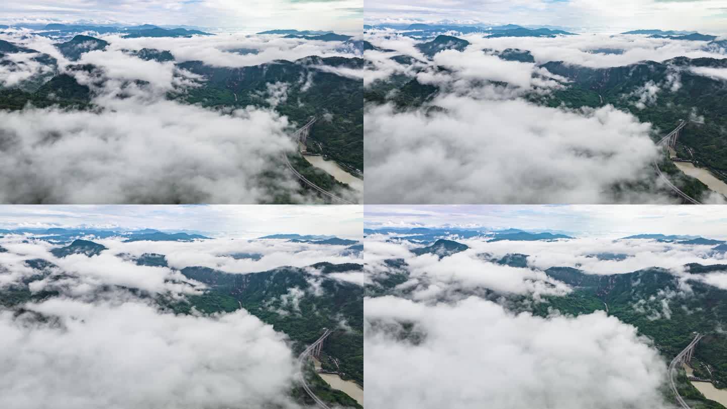 唯美自然景观山间云海云雾缭绕大山视频素材