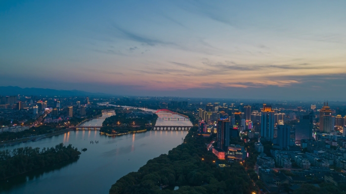 航拍金华夜景延时合集金华宣传片