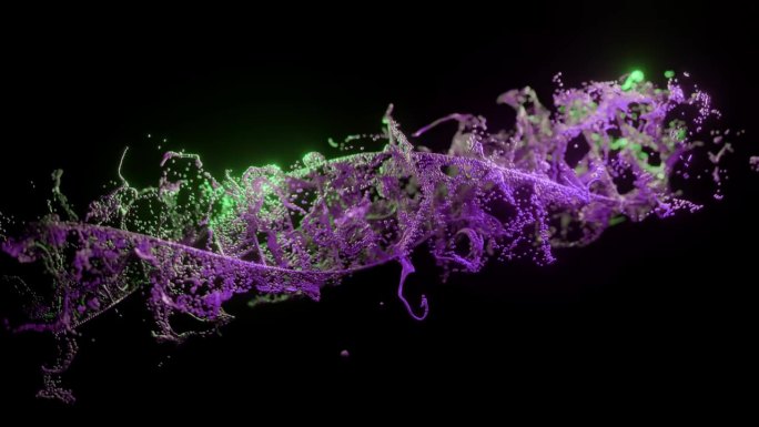 在黑色背景上抽象DNA。紫色和绿色的DNA分子。染色体中的DNA分子。科学,生物学。科学动画的遗传信
