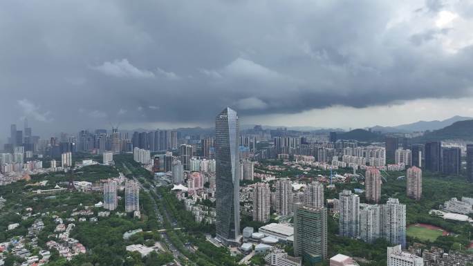 深圳南山区极端暴雨天气航拍