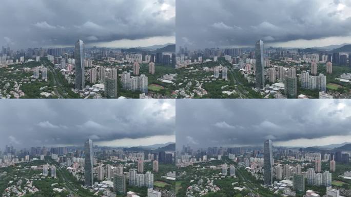 深圳南山区极端暴雨天气航拍