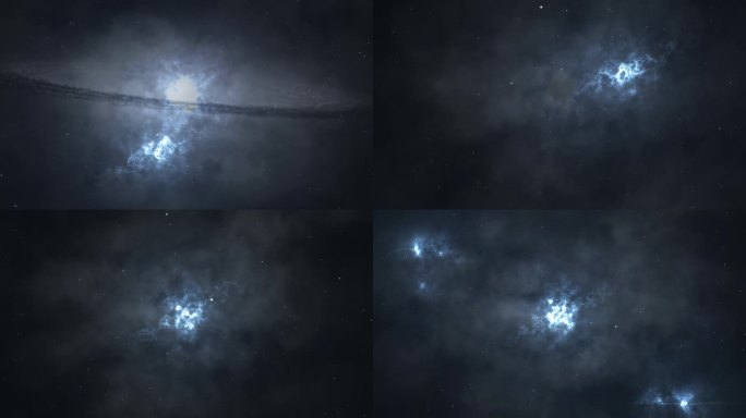 4K 3D深空星系，有恒星、尘埃粒子、宇宙星云和星系
