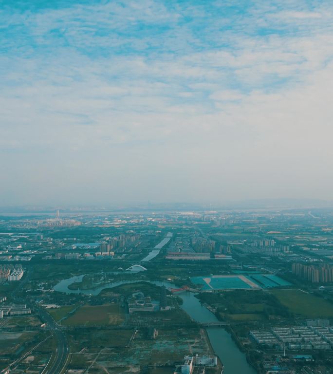 航拍4K高空飞机视角看城市扬州广陵区