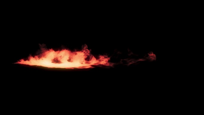 风格化火焰喷射器vfx。现实的火焰燃烧在黑色的背景。特效4k镜头。