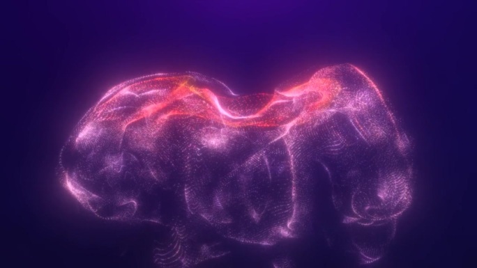 抽象的漂浮液体从能量紫色粒子发光神奇的背景