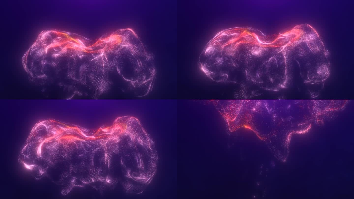 抽象的漂浮液体从能量紫色粒子发光神奇的背景