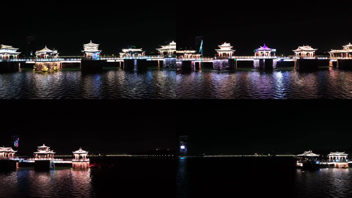 中国广东省潮州市广济桥夜景风光