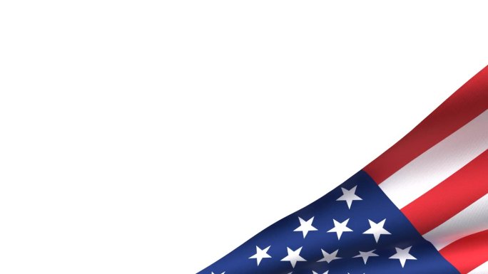 美国国旗在白色背景上挥舞，带有复制空间，美国7月4日的概念