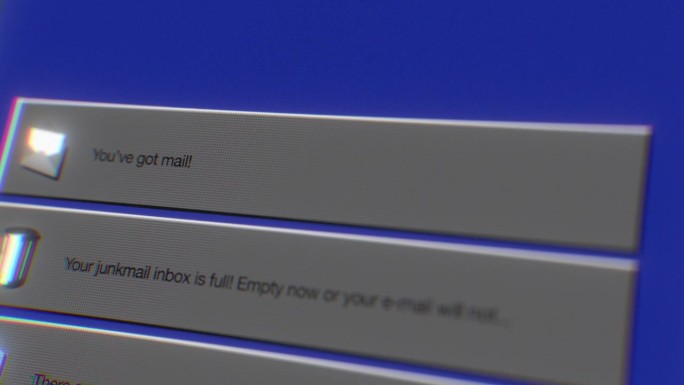 90年代风格的电脑通知，你有邮件