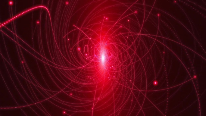 带电粒子在磁场中飞行的动画。气泡室中粒子的轨迹。