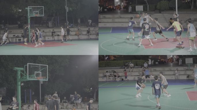 夜晚社区打篮球+未调色