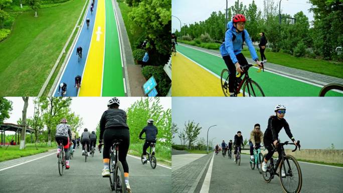 江堤组队骑行自行车竞速