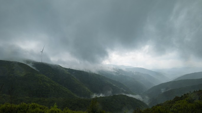 暴雨、风车、大山延时